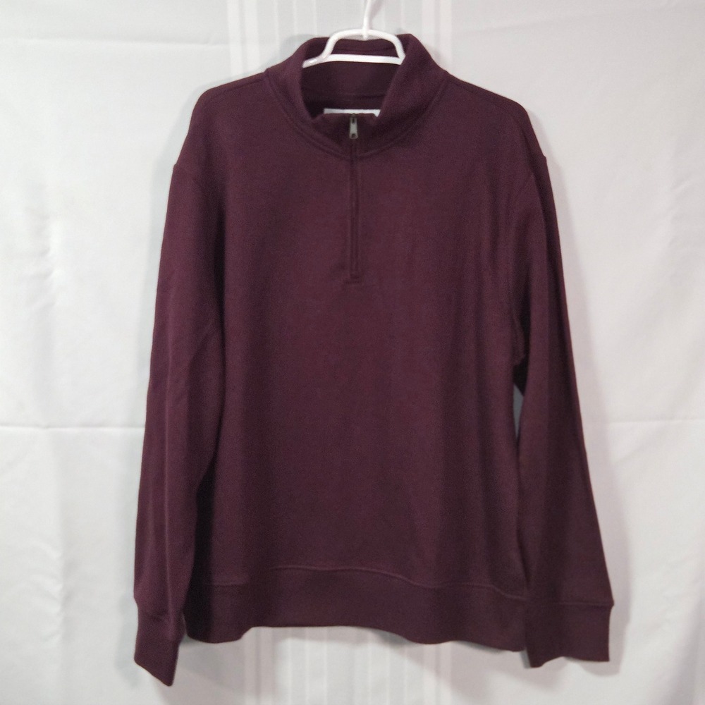 Amazon Essentials Quarter Zip Pullover Mens XL Burgundy Fleece Sweatshirt New